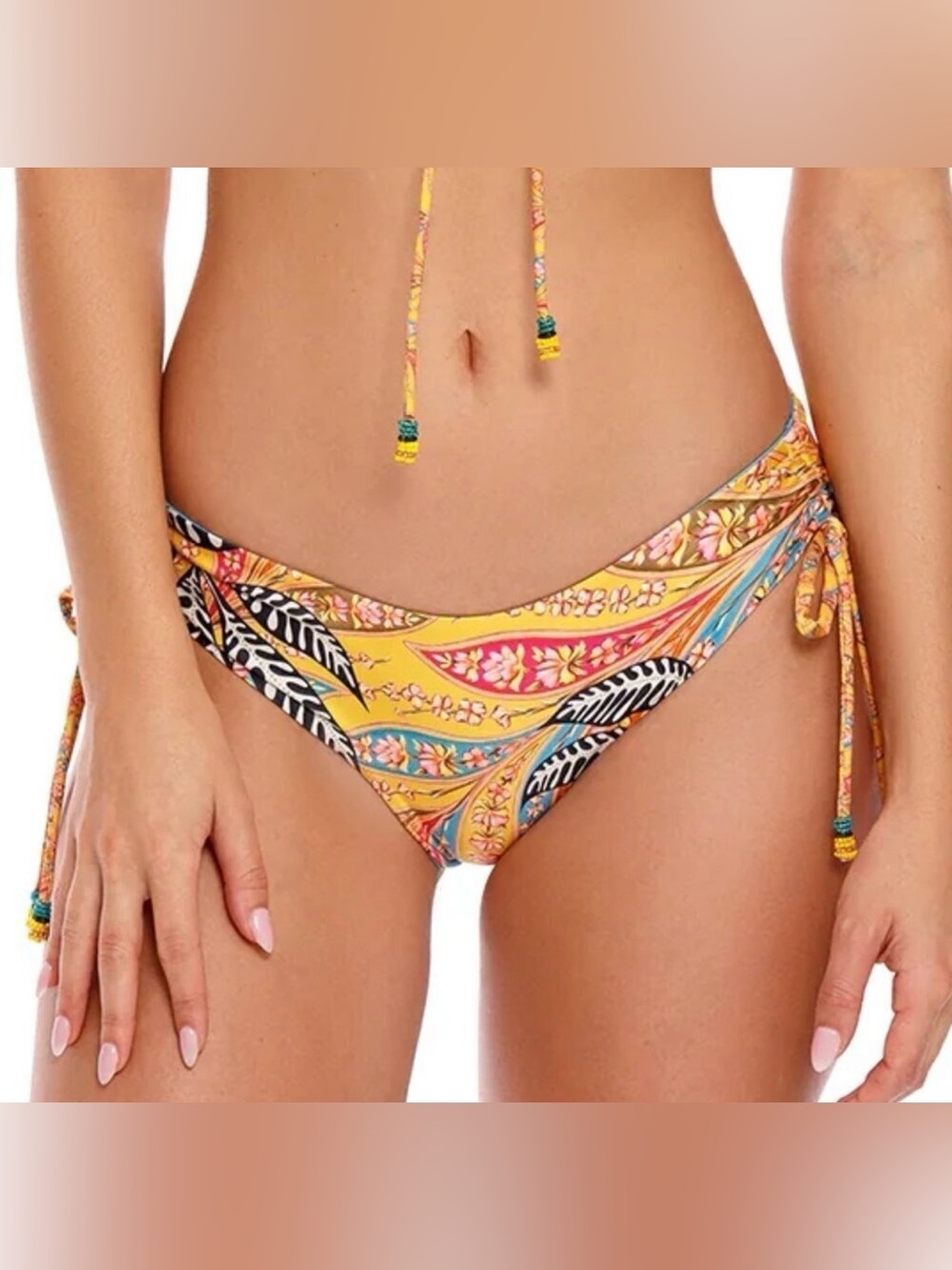 Agua Bendita Eda Lula reversible bikini bottom floral blue yellow AB logo new 3X